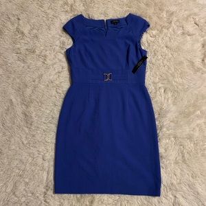 TAHARI blue knee length dress